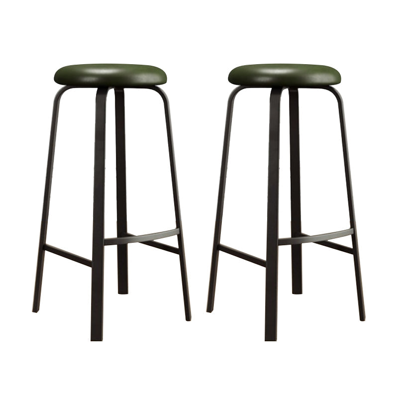 Modern Stackable Armless Counter Stool Iron Bar Stool with Cushion and Pedal for Cafe Blackish Green 2 Piece Set Clearhalo 'Bar Furniture' 'Bar Stools' 'bar_stools' 'furn' 'furn_bar_stools' 'Furniture' 'Kitchen & Dining Furniture' 6594393
