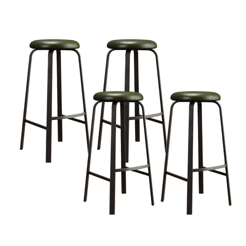 Modern Stackable Armless Counter Stool Iron Bar Stool with Cushion and Pedal for Cafe Blackish Green 4 Piece Set Clearhalo 'Bar Furniture' 'Bar Stools' 'bar_stools' 'furn' 'furn_bar_stools' 'Furniture' 'Kitchen & Dining Furniture' 6594394