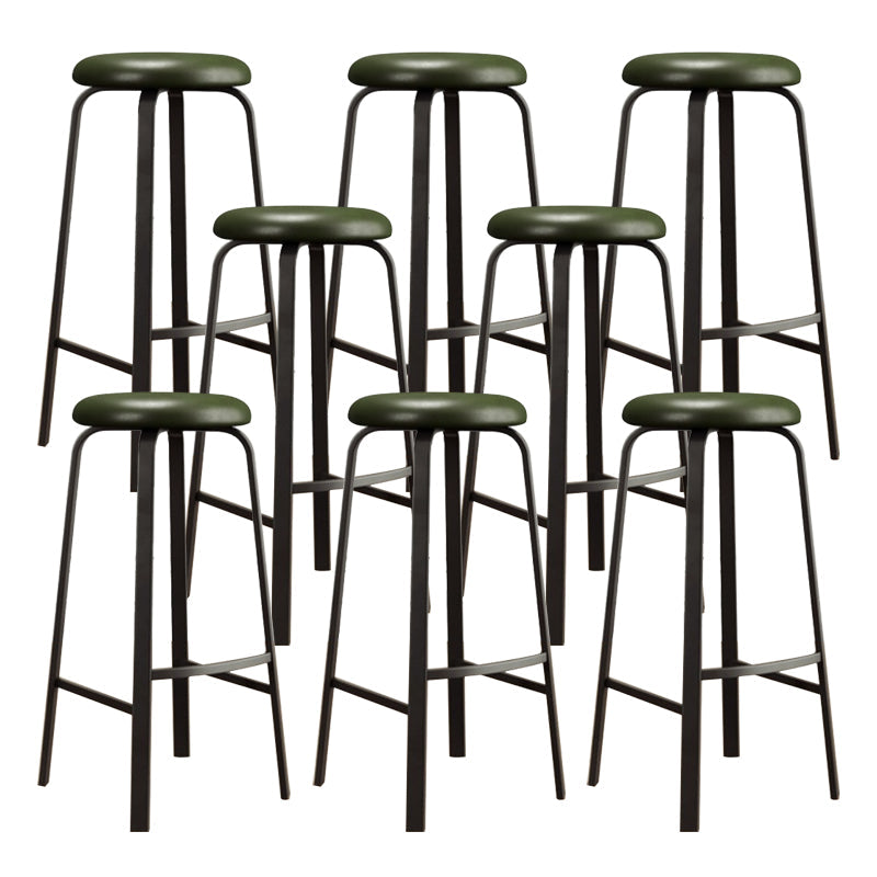 Modern Stackable Armless Counter Stool Iron Bar Stool with Cushion and Pedal for Cafe Blackish Green 8 Piece Set Clearhalo 'Bar Furniture' 'Bar Stools' 'bar_stools' 'furn' 'furn_bar_stools' 'Furniture' 'Kitchen & Dining Furniture' 6594396
