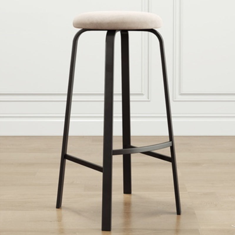 Modern Stackable Armless Counter Stool Iron Bar Stool with Cushion and Pedal for Cafe Off-White 1 Piece Clearhalo 'Bar Furniture' 'Bar Stools' 'bar_stools' 'furn' 'furn_bar_stools' 'Furniture' 'Kitchen & Dining Furniture' 6594397