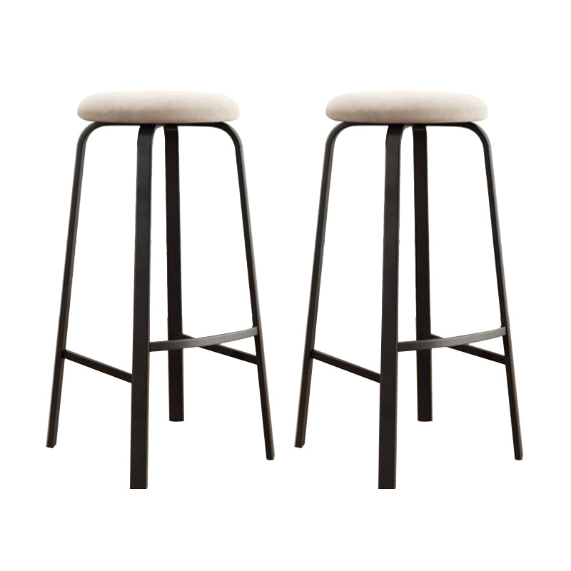 Modern Stackable Armless Counter Stool Iron Bar Stool with Cushion and Pedal for Cafe Off-White 2 Piece Set Clearhalo 'Bar Furniture' 'Bar Stools' 'bar_stools' 'furn' 'furn_bar_stools' 'Furniture' 'Kitchen & Dining Furniture' 6594398