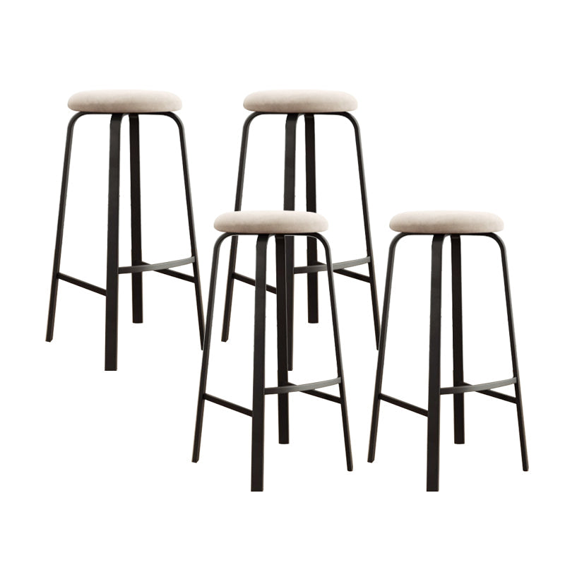 Modern Stackable Armless Counter Stool Iron Bar Stool with Cushion and Pedal for Cafe Off-White 4 Piece Set Clearhalo 'Bar Furniture' 'Bar Stools' 'bar_stools' 'furn' 'furn_bar_stools' 'Furniture' 'Kitchen & Dining Furniture' 6594399