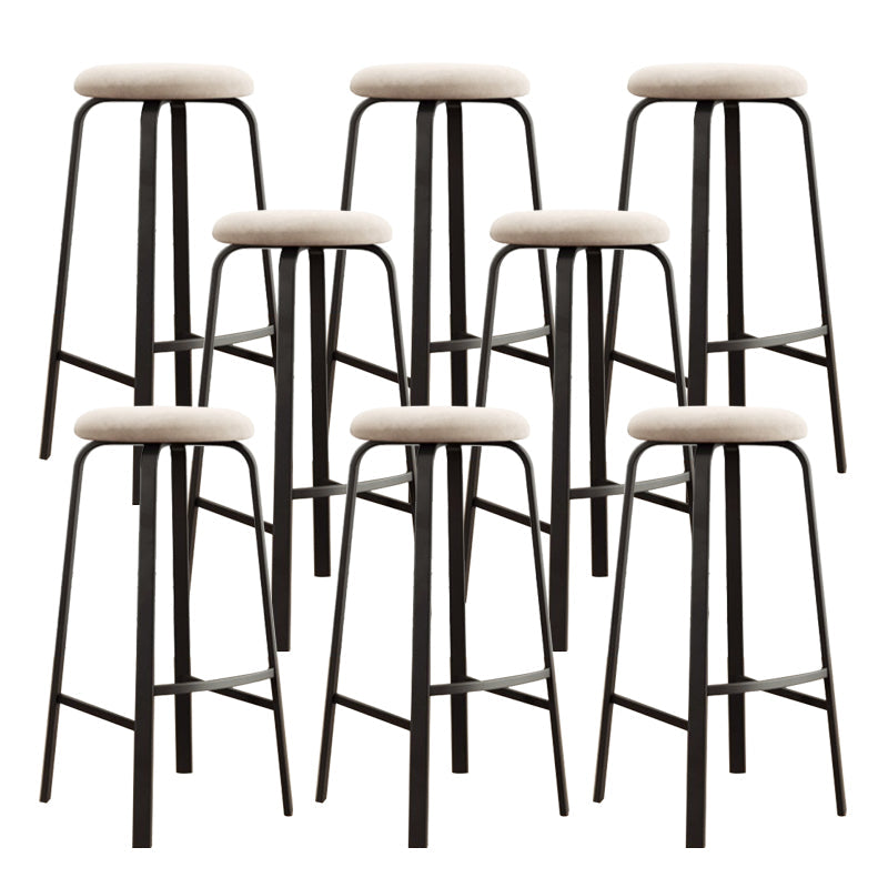 Modern Stackable Armless Counter Stool Iron Bar Stool with Cushion and Pedal for Cafe Off-White 8 Piece Set Clearhalo 'Bar Furniture' 'Bar Stools' 'bar_stools' 'furn' 'furn_bar_stools' 'Furniture' 'Kitchen & Dining Furniture' 6594401