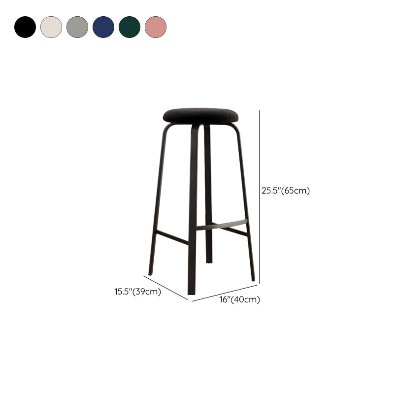 Modern Stackable Armless Counter Stool Iron Bar Stool with Cushion and Pedal for Cafe Clearhalo 'Bar Furniture' 'Bar Stools' 'bar_stools' 'furn' 'furn_bar_stools' 'Furniture' 'Kitchen & Dining Furniture' 6594402