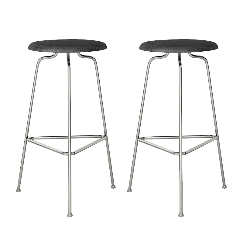 Modern Armless Backless Counter Stool Oak Wood Bar Stool with  Pedal for Cafe