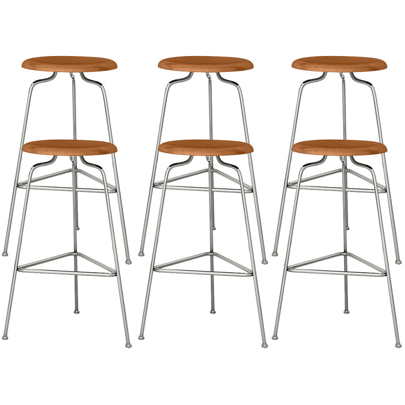 Modern Armless Backless Counter Stool Oak Wood Bar Stool with  Pedal for Cafe