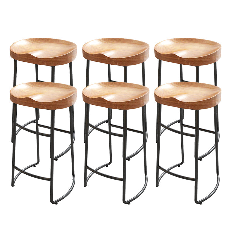Modern Armless Backless Counter Stool Pine Wood Bar Stool with Pedal for Bar
