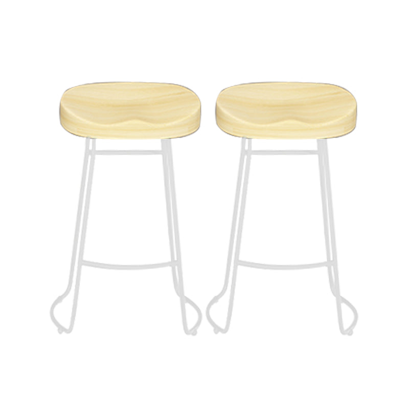 Modern Armless Backless Counter Stool Pine Wood Bar Stool with Pedal for Bar