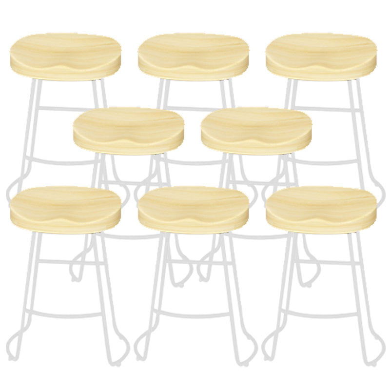 Modern Armless Backless Counter Stool Pine Wood Bar Stool with Pedal for Bar