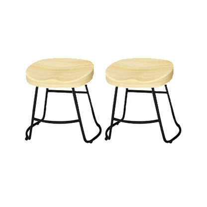 Modern Armless Backless Counter Stool Pine Wood Bar Stool with Pedal for Bar