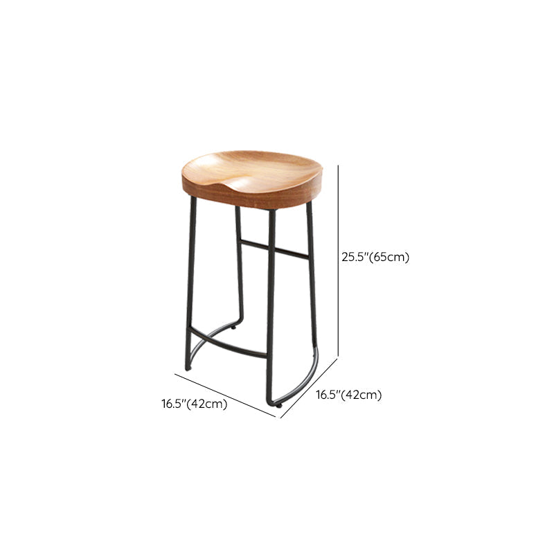 Modern Armless Backless Counter Stool Pine Wood Bar Stool with Pedal for Bar