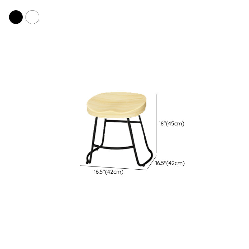 Modern Armless Backless Counter Stool Pine Wood Bar Stool with Pedal for Bar