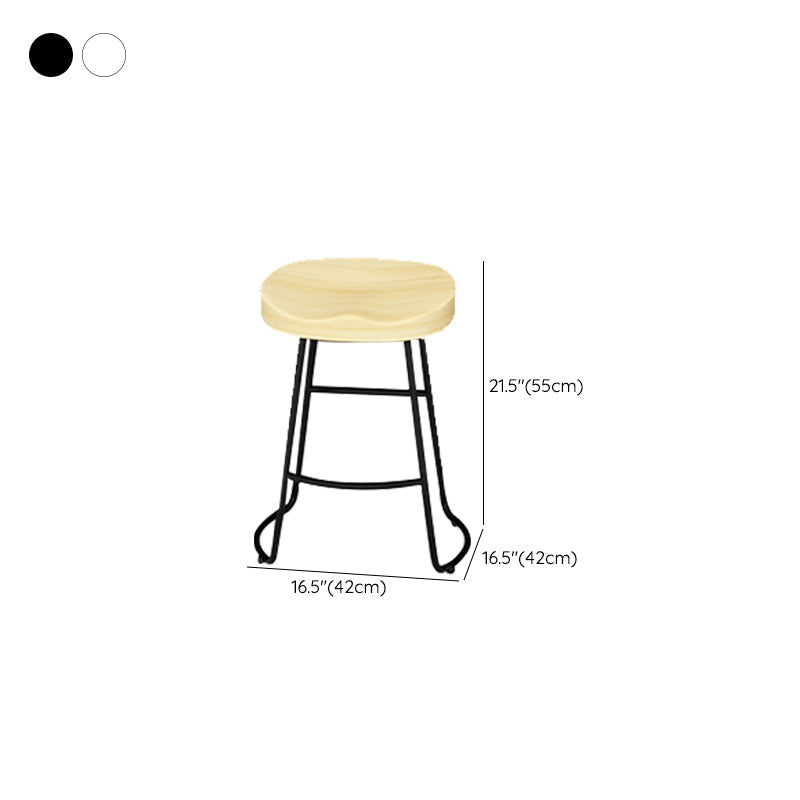 Modern Armless Backless Counter Stool Pine Wood Bar Stool with Pedal for Bar