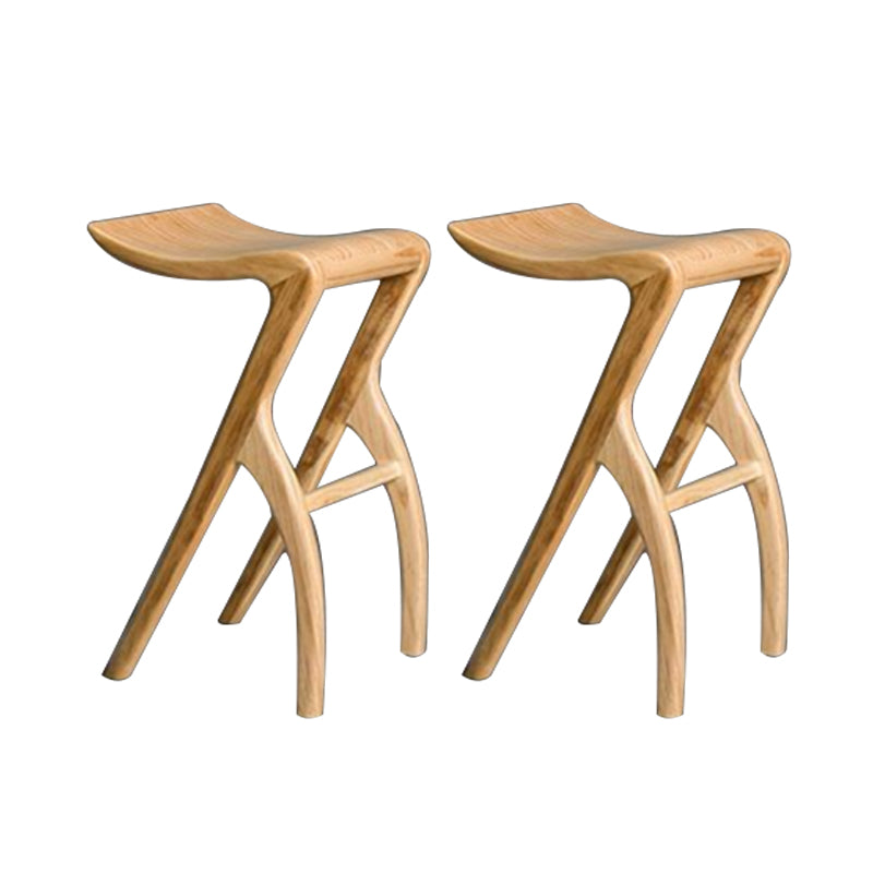 Industrial Backless Armless Counter Stool Pine Wood Bar Stool with Pedal for Bar