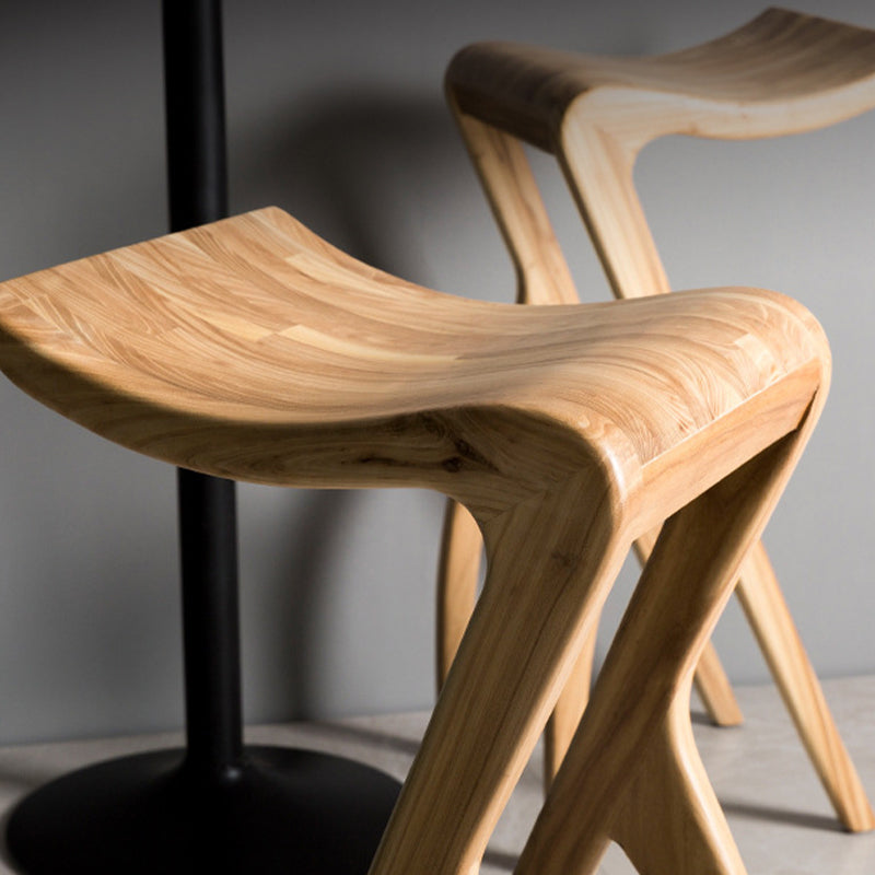 Taburete industrial sin brazo sin brazo Pino Pine Wood Bar con pedal para bar