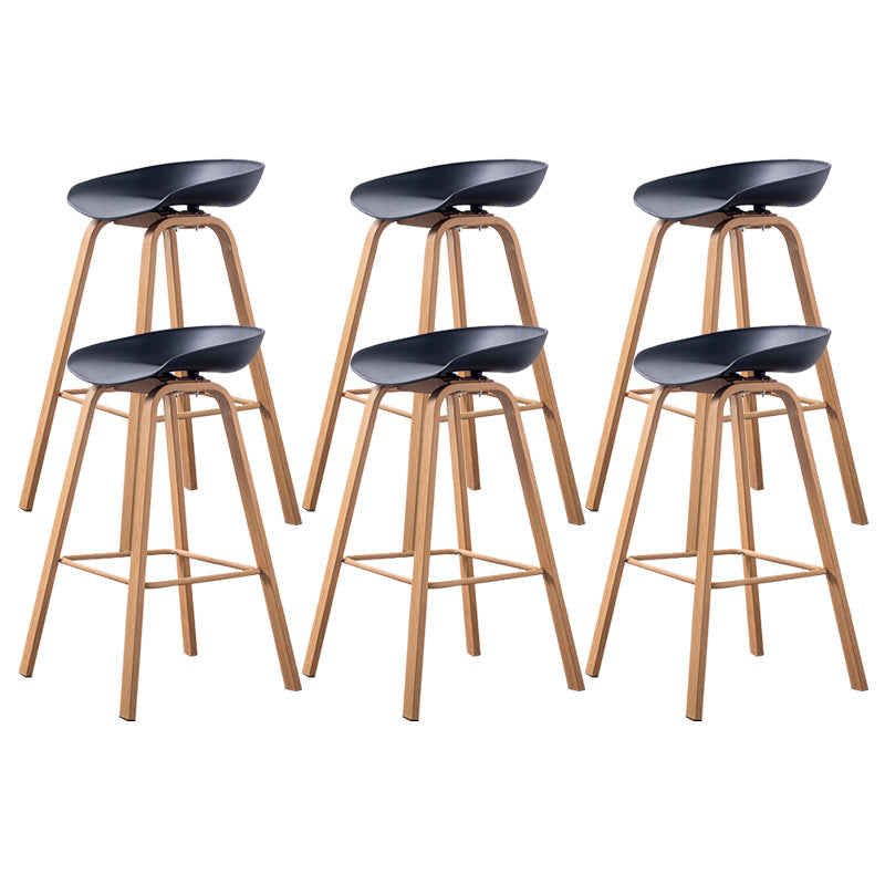 Industrial Armless Backrest Counter Stool Iron Bar Stool with Acrylic Seat for Cafe Black 6 Piece Set Clearhalo 'Bar Furniture' 'Bar Stools' 'bar_stools' 'furn' 'furn_bar_stools' 'Furniture' 'Kitchen & Dining Furniture' 6594615