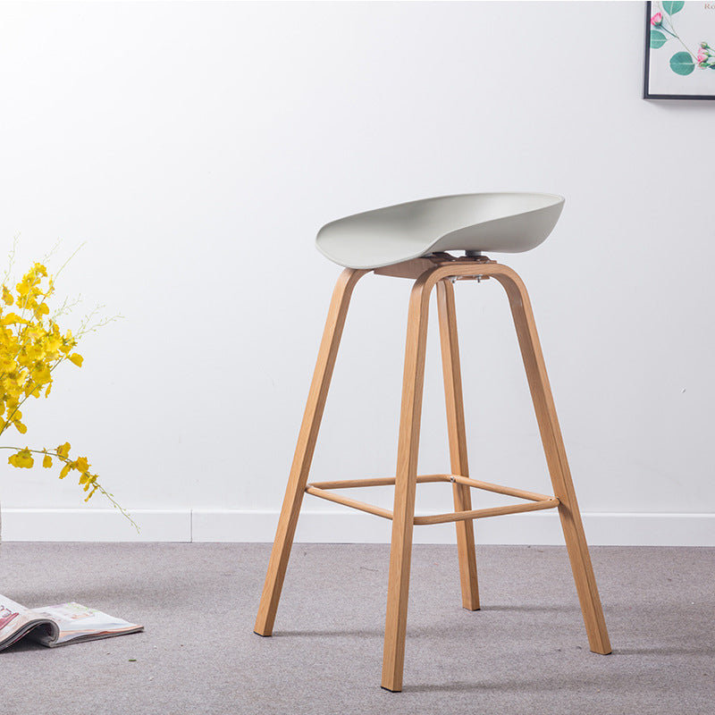 Industrial Armless Backrest Counter Stool Iron Bar Stool with Acrylic Seat for Cafe Light Gray 1 Piece Clearhalo 'Bar Furniture' 'Bar Stools' 'bar_stools' 'furn' 'furn_bar_stools' 'Furniture' 'Kitchen & Dining Furniture' 6594629