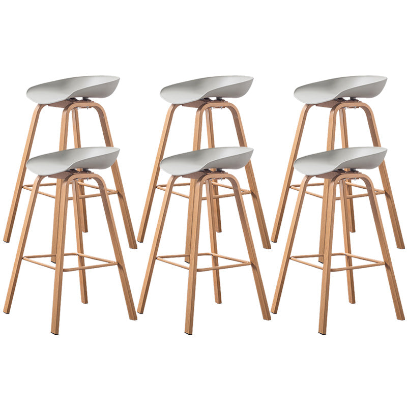 Industrial Armless Backrest Counter Stool Iron Bar Stool with Acrylic Seat for Cafe Light Gray 6 Piece Set Clearhalo 'Bar Furniture' 'Bar Stools' 'bar_stools' 'furn' 'furn_bar_stools' 'Furniture' 'Kitchen & Dining Furniture' 6594634