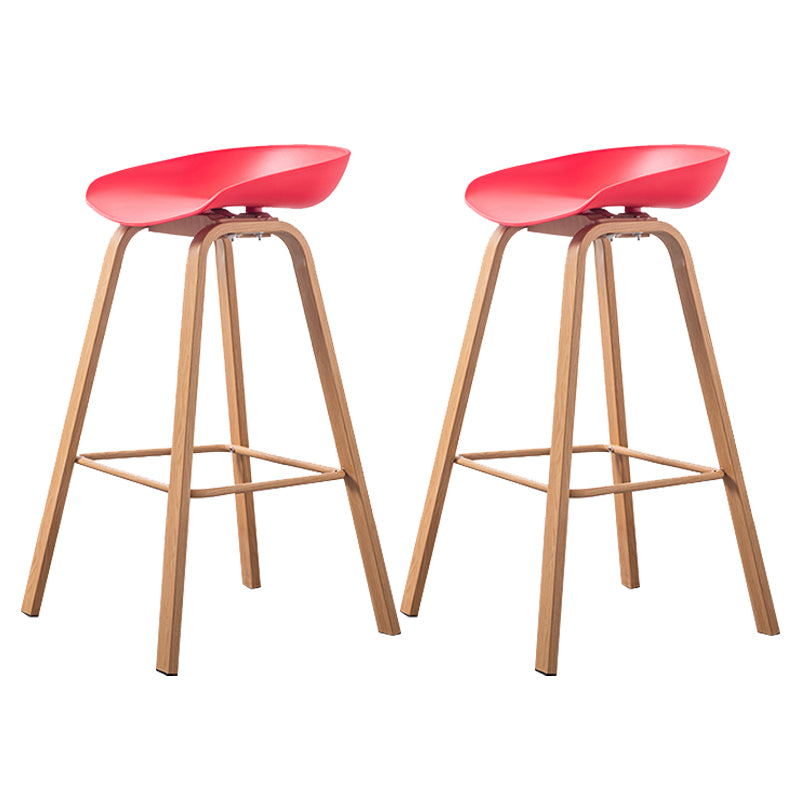Industrial Armless Backrest Counter Stool Iron Bar Stool with Acrylic Seat for Cafe Red 2 Piece Set Clearhalo 'Bar Furniture' 'Bar Stools' 'bar_stools' 'furn' 'furn_bar_stools' 'Furniture' 'Kitchen & Dining Furniture' 6594642