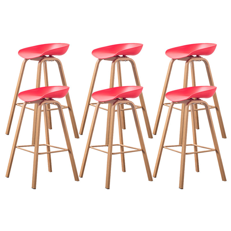 Industrial Armless Backrest Counter Stool Iron Bar Stool with Acrylic Seat for Cafe Red 6 Piece Set Clearhalo 'Bar Furniture' 'Bar Stools' 'bar_stools' 'furn' 'furn_bar_stools' 'Furniture' 'Kitchen & Dining Furniture' 6594644