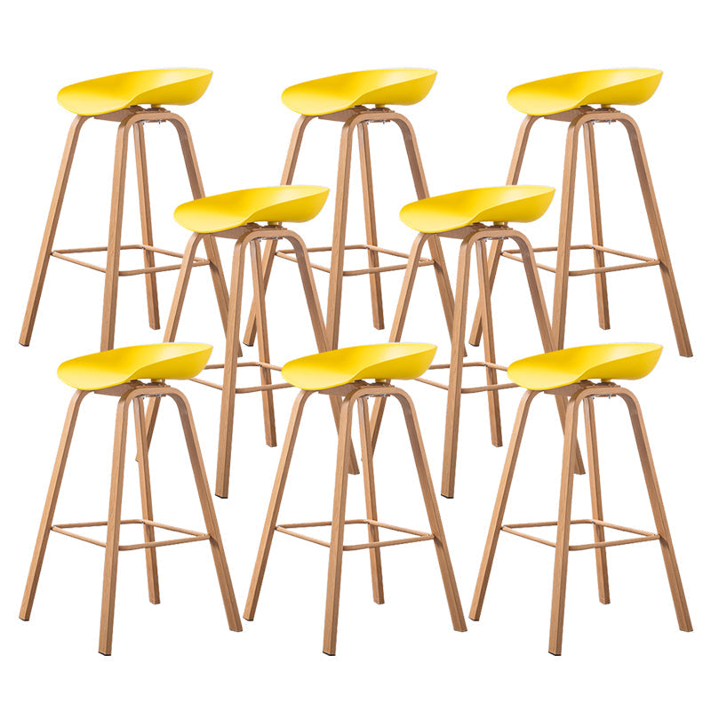 Industrial Armless Backrest Counter Stool Iron Bar Stool with Acrylic Seat for Cafe Yellow 8 Piece Set Clearhalo 'Bar Furniture' 'Bar Stools' 'bar_stools' 'furn' 'furn_bar_stools' 'Furniture' 'Kitchen & Dining Furniture' 6594650