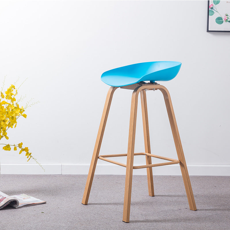 Industrial Armless Backrest Counter Stool Iron Bar Stool with Acrylic Seat for Cafe Blue 1 Piece Clearhalo 'Bar Furniture' 'Bar Stools' 'bar_stools' 'furn' 'furn_bar_stools' 'Furniture' 'Kitchen & Dining Furniture' 6594651