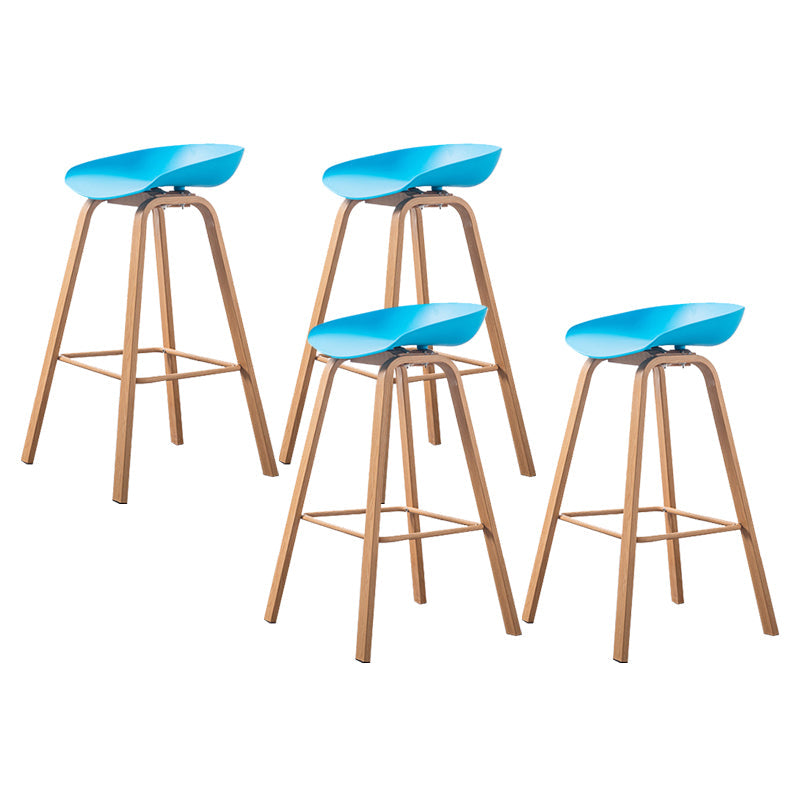 Industrial Armless Backrest Counter Stool Iron Bar Stool with Acrylic Seat for Cafe Blue 4 Piece Set Clearhalo 'Bar Furniture' 'Bar Stools' 'bar_stools' 'furn' 'furn_bar_stools' 'Furniture' 'Kitchen & Dining Furniture' 6594653