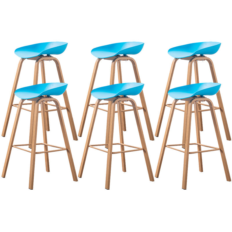 Industrial Armless Backrest Counter Stool Iron Bar Stool with Acrylic Seat for Cafe Blue 6 Piece Set Clearhalo 'Bar Furniture' 'Bar Stools' 'bar_stools' 'furn' 'furn_bar_stools' 'Furniture' 'Kitchen & Dining Furniture' 6594654