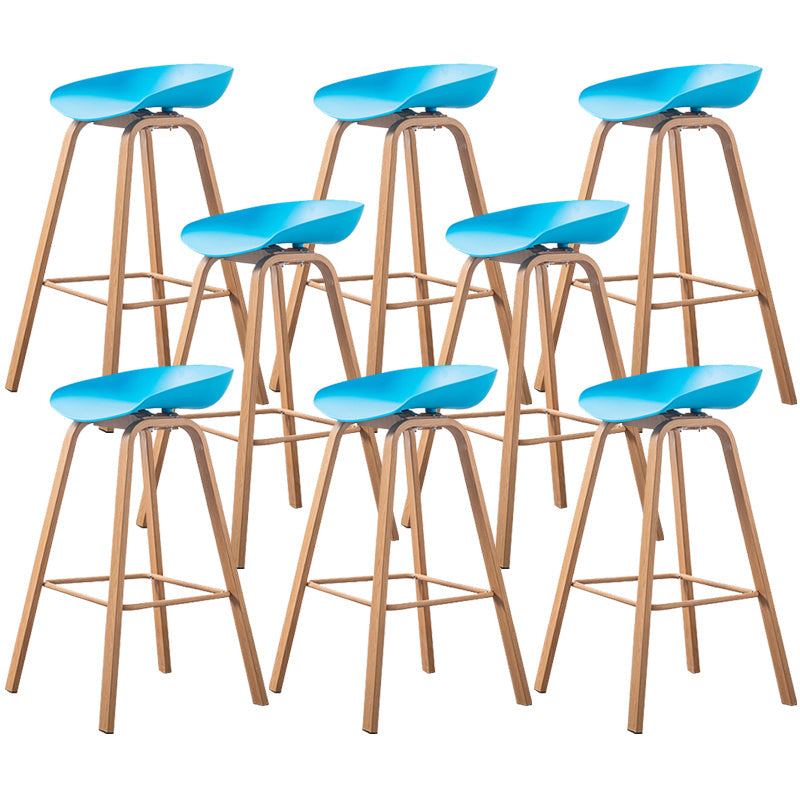 Industrial Armless Backrest Counter Stool Iron Bar Stool with Acrylic Seat for Cafe Blue 8 Piece Set Clearhalo 'Bar Furniture' 'Bar Stools' 'bar_stools' 'furn' 'furn_bar_stools' 'Furniture' 'Kitchen & Dining Furniture' 6594655