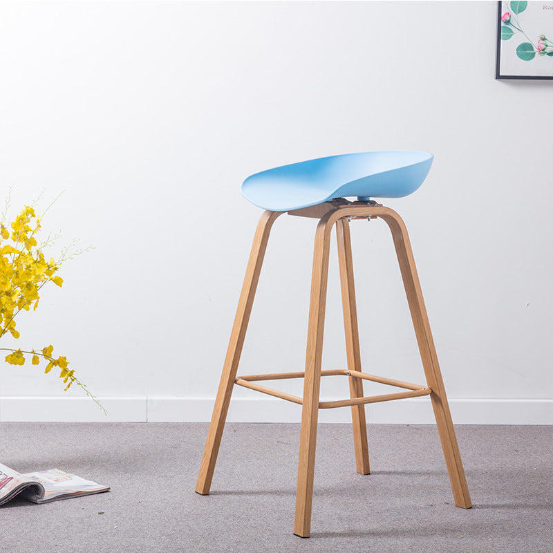 Industrial Armless Backrest Counter Stool Iron Bar Stool with Acrylic Seat for Cafe Light Blue 1 Piece Clearhalo 'Bar Furniture' 'Bar Stools' 'bar_stools' 'furn' 'furn_bar_stools' 'Furniture' 'Kitchen & Dining Furniture' 6594656