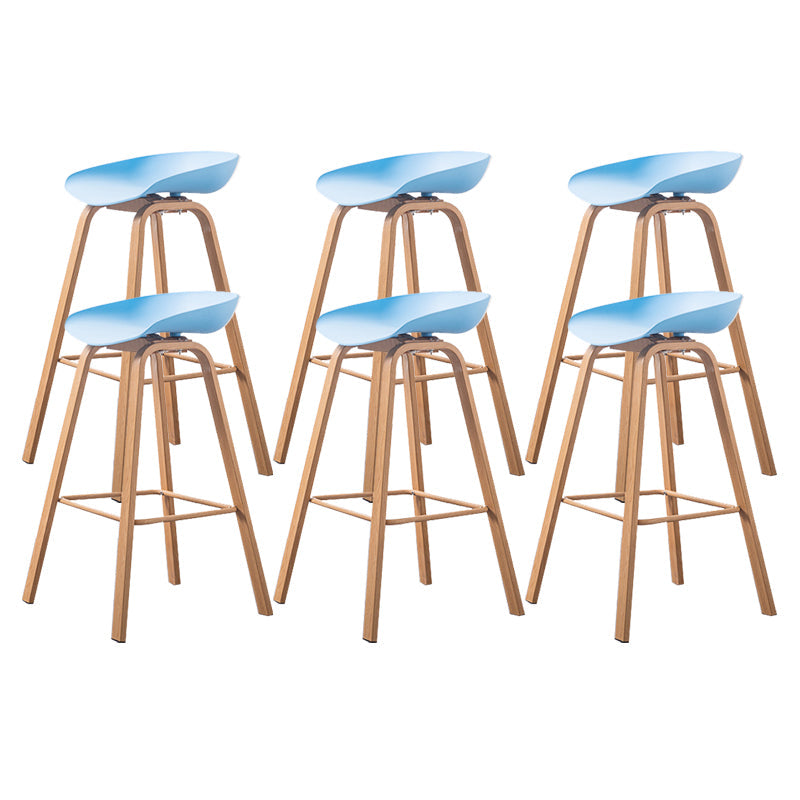 Industrial Armless Backrest Counter Stool Iron Bar Stool with Acrylic Seat for Cafe Light Blue 6 Piece Set Clearhalo 'Bar Furniture' 'Bar Stools' 'bar_stools' 'furn' 'furn_bar_stools' 'Furniture' 'Kitchen & Dining Furniture' 6594659