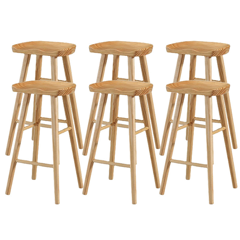 Moderne armloze backless counter kruk houten barkruk met pedaal voor binnen