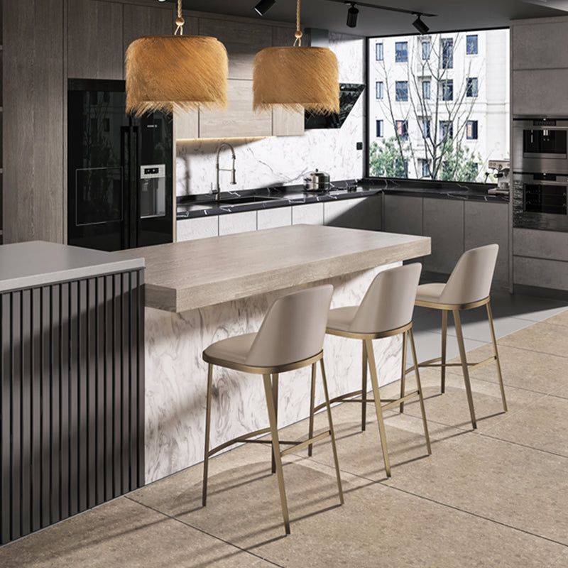 Glam Leather Bar Stool Backrest Gold Frame Counter Stool for Bristol