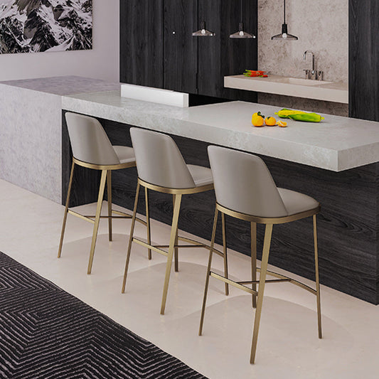 Glam Leather Bar Stool Backrest Gold Frame Counter Stool for Bristol