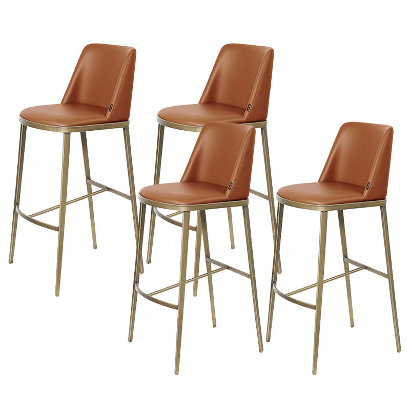 Glam Leather Bar Stool Backrest Gold Frame Counter Stool for Bristol
