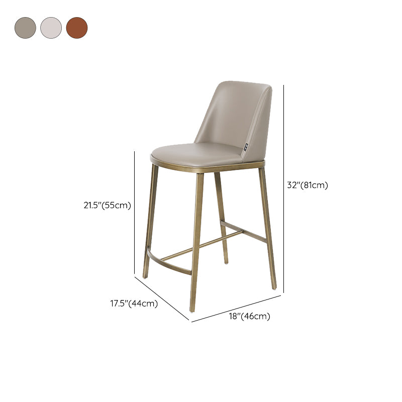 Glam Leather Bar Stool Backrest Gold Frame Counter Stool for Bristol
