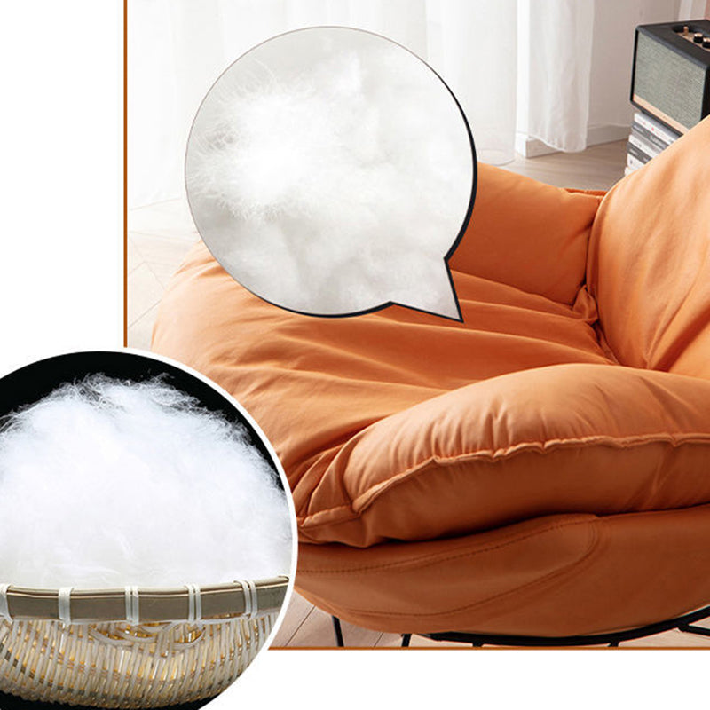 Chaise à bascule contemporaine Plain Res résistant à l'eau Fauve-Glider en cuir avec ottoman