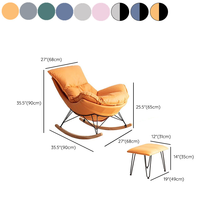 Chaise à bascule contemporaine Plain Res résistant à l'eau Fauve-Glider en cuir avec ottoman