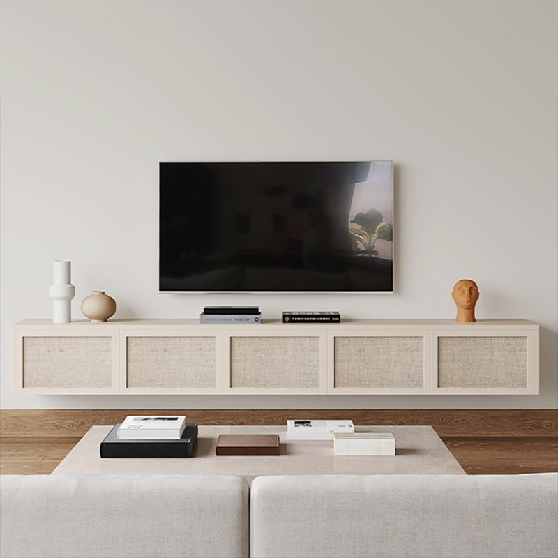 Scandinavian Wood TV Stand Console Wall-mounted TV Media Stand for Living Room 88.6"L x 13.8"W x 11.8"H White Clearhalo 'furn' 'furn_tv_stands_entertainment_centers' 'Furniture' 'Living Room Furniture' 'TV Stands & Entertainment Centers' 'TV Stands & Media Storage Furniture' 'tv_stands_entertainment_centers' 6598122