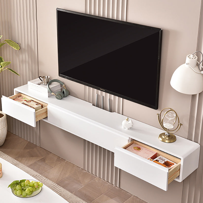 Scandinavian Wood TV Console Wall-mounted TV Media Stand with Storage for Living Room 71"L x 9.5"W x 8"H White Clearhalo 'furn' 'furn_tv_stands_entertainment_centers' 'Furniture' 'Living Room Furniture' 'TV Stands & Entertainment Centers' 'TV Stands & Media Storage Furniture' 'tv_stands_entertainment_centers' 6598196