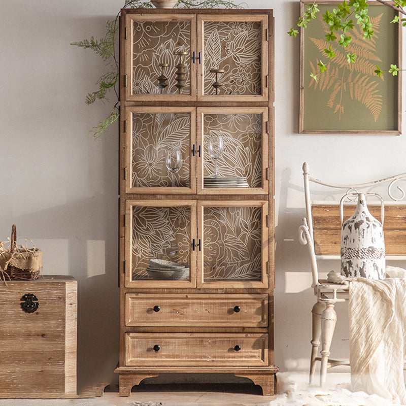 Traditional Oil Oak Curio Cabinet Glass Doors Hutch Buffet with Doors https: res.litfad.com site img item 2022 11 25 6598294 1200x1200.jpg Clearhalo 'Display & China Cabinets' 'display_china_cabinets' 'furn' 'furn_display_china_cabinets' 'Furniture' 'Kitchen & Dining Furniture' 6598294