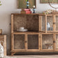 Traditional Oil Oak Curio Cabinet Glass Doors Hutch Buffet with Doors Clearhalo 'Display & China Cabinets' 'display_china_cabinets' 'furn' 'furn_display_china_cabinets' 'Furniture' 'Kitchen & Dining Furniture' 6598297