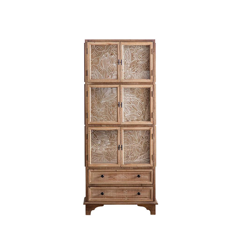 Traditional Oil Oak Curio Cabinet Glass Doors Hutch Buffet with Doors Clearhalo 'Display & China Cabinets' 'display_china_cabinets' 'furn' 'furn_display_china_cabinets' 'Furniture' 'Kitchen & Dining Furniture' 6598300