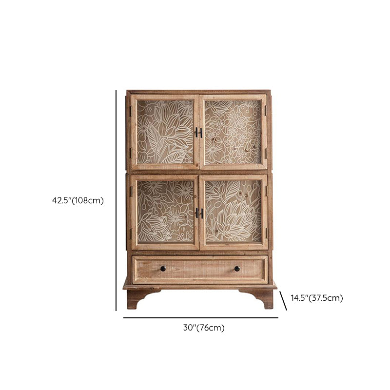 Traditional Oil Oak Curio Cabinet Glass Doors Hutch Buffet with Doors Clearhalo 'Display & China Cabinets' 'display_china_cabinets' 'furn' 'furn_display_china_cabinets' 'Furniture' 'Kitchen & Dining Furniture' 6598304