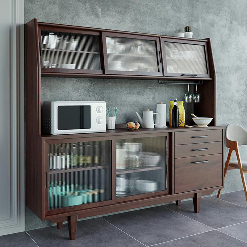Porte di vetro contemporanea pranzo Hutch Pine Hutch a buffet