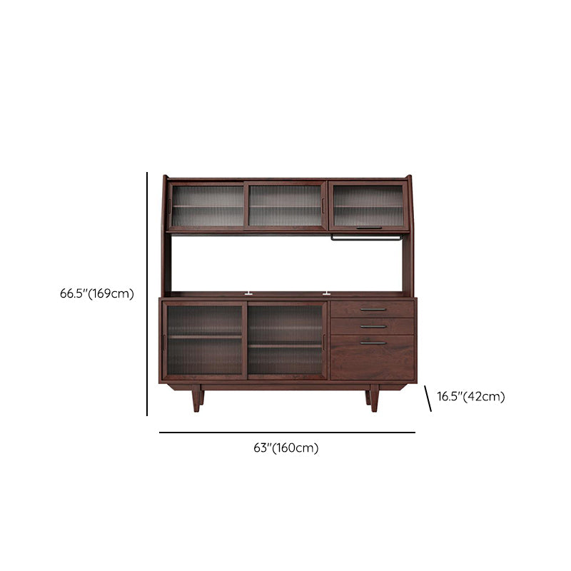 Porte di vetro contemporanea pranzo Hutch Pine Hutch a buffet