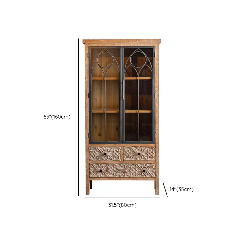 Traditional Display Stand Solid Wood Hutch Cabinet with Doors for Dining Room Clearhalo 'Display & China Cabinets' 'display_china_cabinets' 'furn' 'furn_display_china_cabinets' 'Furniture' 'Kitchen & Dining Furniture' 6598341
