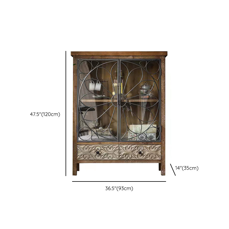 Traditional Display Stand Solid Wood Hutch Cabinet with Doors for Dining Room Clearhalo 'Display & China Cabinets' 'display_china_cabinets' 'furn' 'furn_display_china_cabinets' 'Furniture' 'Kitchen & Dining Furniture' 6598344