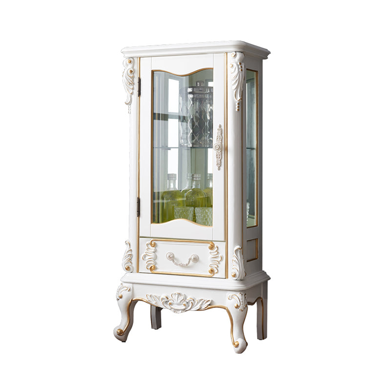 Traditional Curio Cabinet Birch Hutch Cabinet with Doors for Living Room 20"L x 14"W x 44"H White Clearhalo 'Display & China Cabinets' 'display_china_cabinets' 'furn' 'furn_display_china_cabinets' 'Furniture' 'Kitchen & Dining Furniture' 6598349