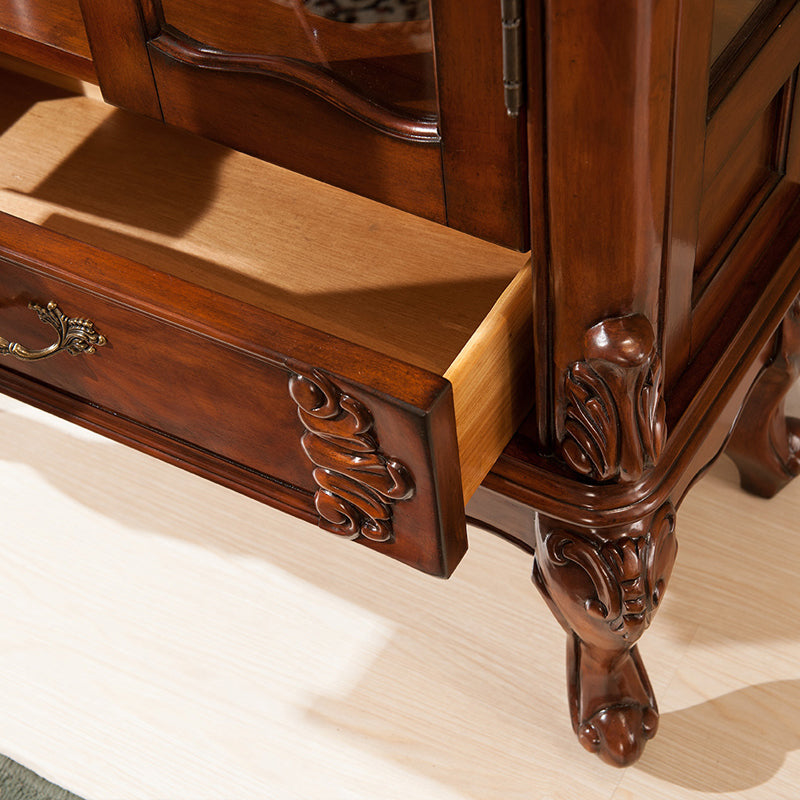 Traditional Curio Cabinet Birch Hutch Cabinet with Doors for Living Room Clearhalo 'Display & China Cabinets' 'display_china_cabinets' 'furn' 'furn_display_china_cabinets' 'Furniture' 'Kitchen & Dining Furniture' 6598353